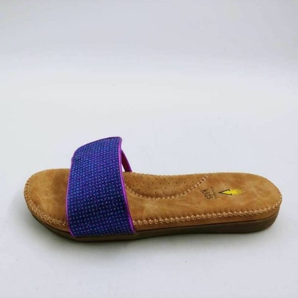 Volatile Girls‎ Volleys Slide Sandals Purple 4 New - Picture 1 of 9
